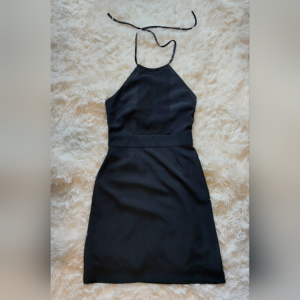 Silk Like, Very Flattering Black Halter Dress
